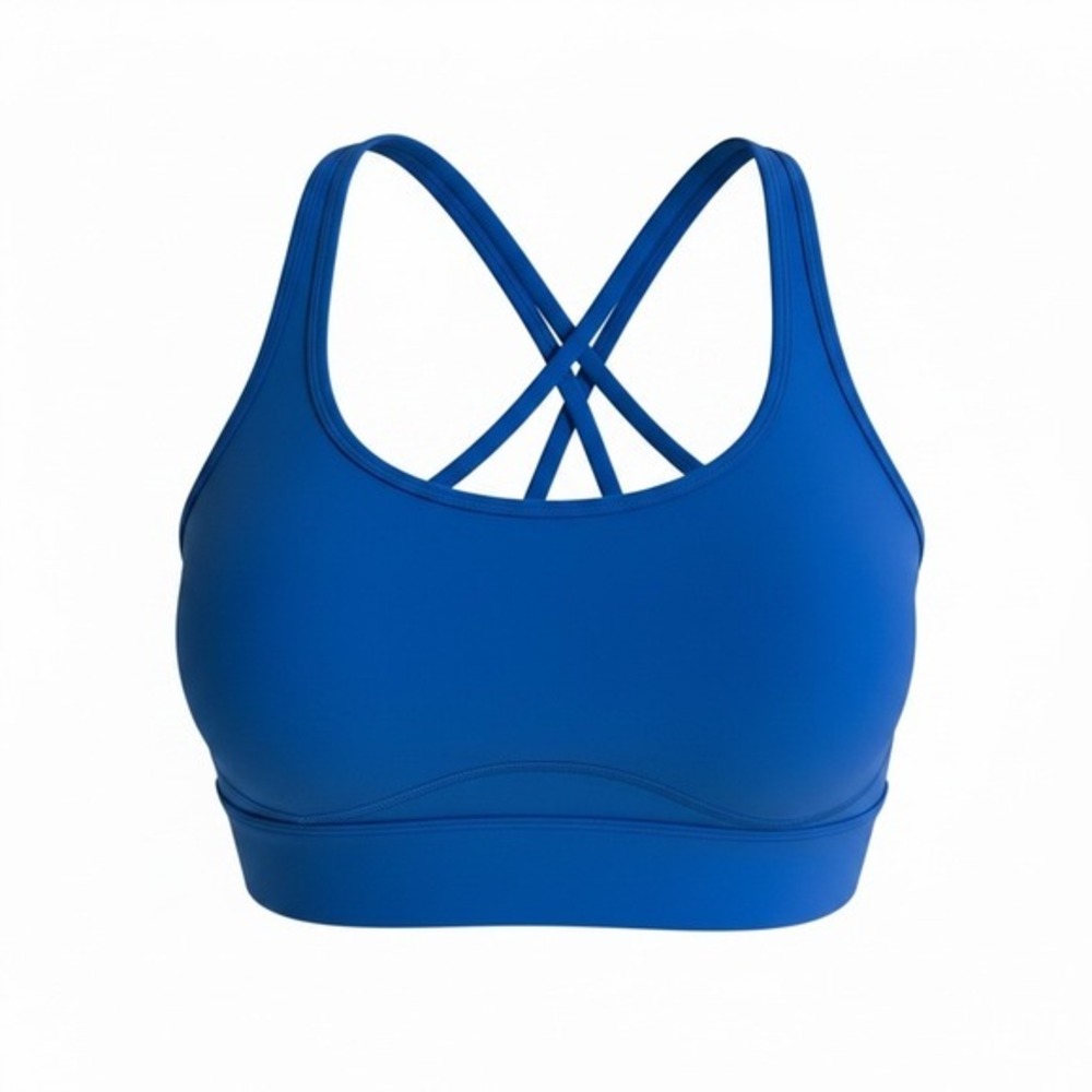 Lululemon Energy Bra Longline Blue Strappy Back Medium Support Sports Bra 10